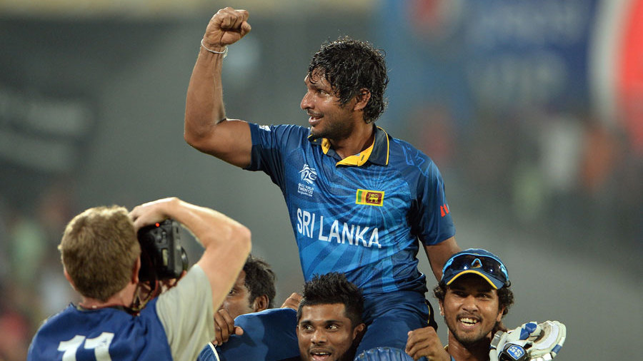 Kumar Sangakkara Carried Around The pItch After Winning The Final Of World T20