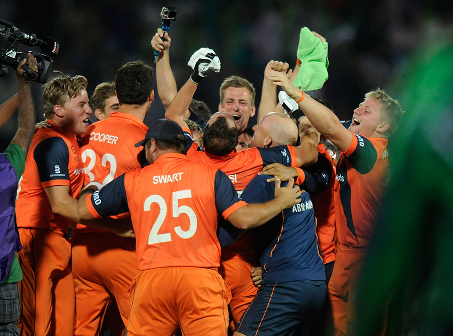 Netherlands Player Celebration After Qualifying For Super 10 Stage In Twenty 20 World Cup 2014